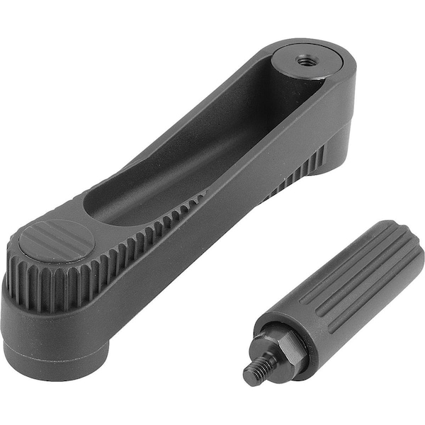 Crank Handle Size:2 Square Socket Sw=10, A=100, H=107, 1 Thermoplastic, Revolving, Comp:Thermoplastic